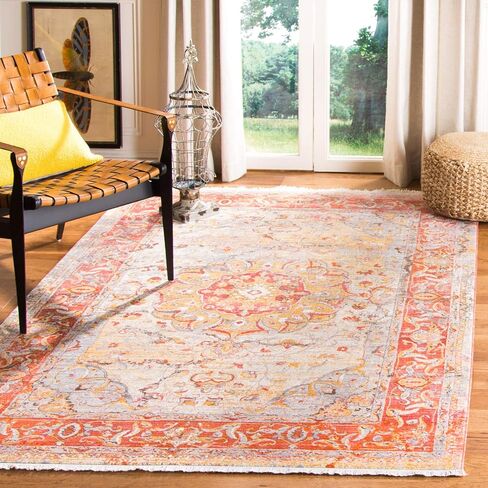SAFAVIEH Persian Collection Area Rug - 8' x 10', Saffron & Cream, Oriental Distressed Design, Non-Shedding & Easy Care, Ideal for High Traffic Areas in Living Room, Bedroom (VTP435P) in Saudi Arabia