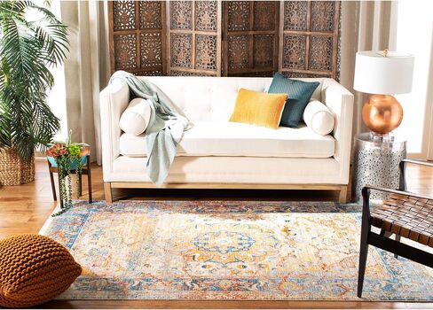 SAFAVIEH Persian Collection Area Rug - 8' x 10', Saffron & Cream, Oriental Distressed Design, Non-Shedding & Easy Care, Ideal for High Traffic Areas in Living Room, Bedroom (VTP435P) in Saudi Arabia