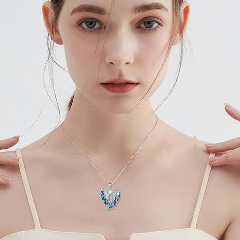 YFN Angel Wings Necklace Earrings Set Sterling Silver Guardian Angel Wings Pendant Jewelry for Women in Saudi Arabia