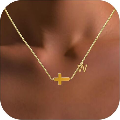 قلادة قلادة مملوءة بالذهب 14K مطلي بالذهب للنساء مع خطاب أولي - مجوهرات دينية أنيقة لهدايا عيد الأم من ابن الابنة ، سلسلة قلادة قابلة للتعديل in Kuwait