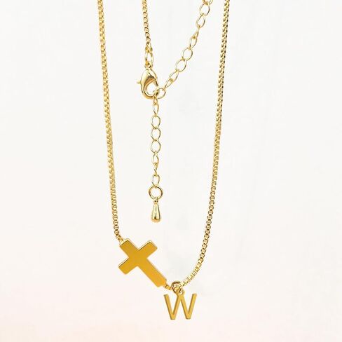 قلادة قلادة مملوءة بالذهب 14K مطلي بالذهب للنساء مع خطاب أولي - مجوهرات دينية أنيقة لهدايا عيد الأم من ابن الابنة ، سلسلة قلادة قابلة للتعديل in Kuwait