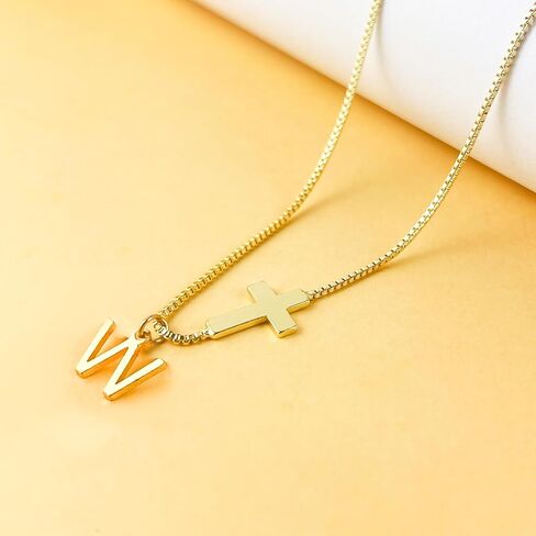 قلادة قلادة مملوءة بالذهب 14K مطلي بالذهب للنساء مع خطاب أولي - مجوهرات دينية أنيقة لهدايا عيد الأم من ابن الابنة ، سلسلة قلادة قابلة للتعديل in Kuwait