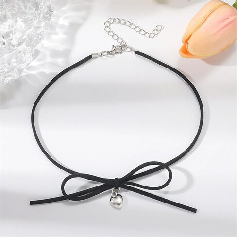 DTJA VINTAGE HEART BOWKNOT VELVET DCHOKER NETLACE for Women Gothic Ribbon Bow Love Love Charms Nealble Stail Associed Accessories Crovies Christmeen Cosplay Party Jewelry Gift in Saudi Arabia