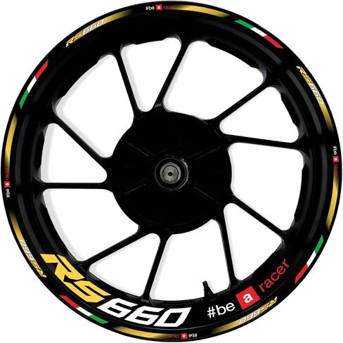 Motorcycle Reflective Wheel Stripes kit Vinyl Wheel Rim Stickers Compatible with Aprilia RS660 2020-2023 (Orange) in Kuwait