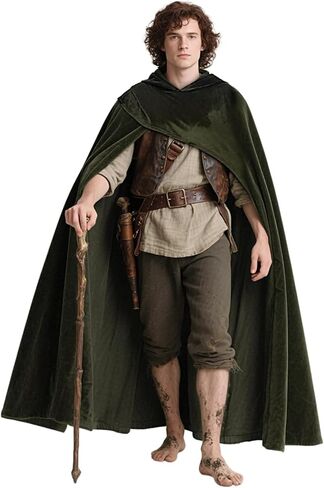 عباءة Joukavor في العصور الوسطى مع زي Hood Renaissance Cape Halloween Hobbit in Kuwait