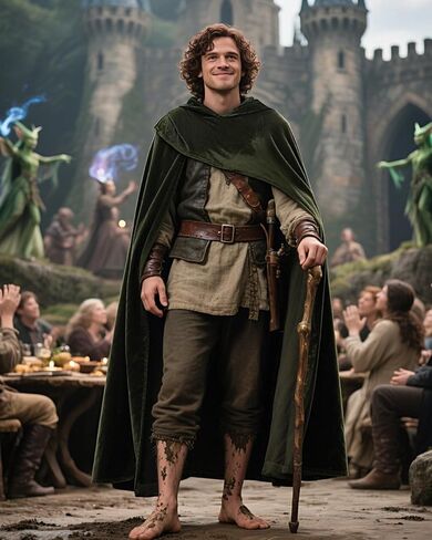 عباءة Joukavor في العصور الوسطى مع زي Hood Renaissance Cape Halloween Hobbit in Kuwait