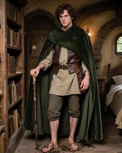 عباءة Joukavor في العصور الوسطى مع زي Hood Renaissance Cape Halloween Hobbit in Kuwait