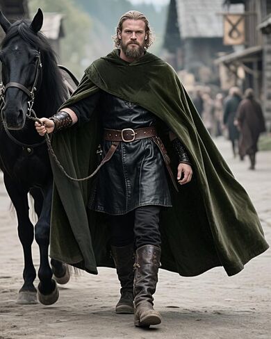 عباءة Joukavor في العصور الوسطى مع زي Hood Renaissance Cape Halloween Hobbit in Kuwait