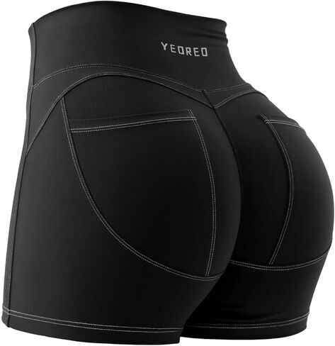Yeoreo Denim Look Pocket 3.6 '' شورتات تجريب للنساء scrunch عالية الخصر اليوغا الصالة الرياضية in Kuwait