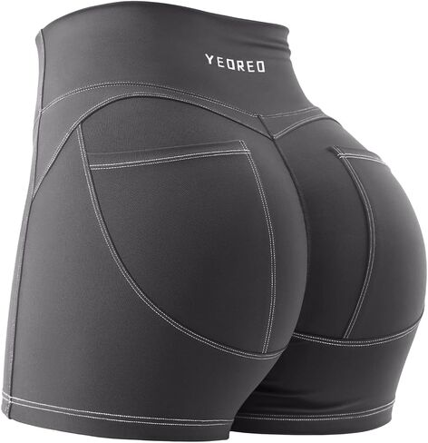 Yeoreo Denim Look Pocket 3.6 '' شورتات تجريب للنساء scrunch عالية الخصر اليوغا الصالة الرياضية in Kuwait