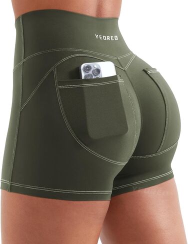 YEOREO Denim Look Pocket 3.6'' Workout Shorts for Women Scrunch High Waisted Yoga Gym Shorts in Saudi Arabia