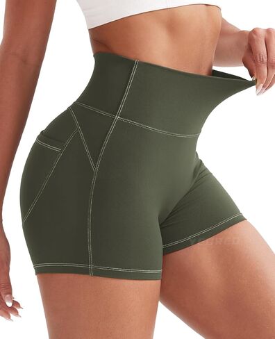 YEOREO Denim Look Pocket 3.6'' Workout Shorts for Women Scrunch High Waisted Yoga Gym Shorts in Saudi Arabia