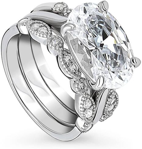 Berricle Sterlling Silver Milgrain Companting Rings 5.5 قيراط مكعب Zirconia CZ Solitaire Ring للنساء ، Rhodium مطلي in Saudi Arabia