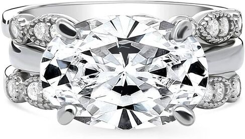Berricle Sterlling Silver Milgrain Companting Rings 5.5 قيراط مكعب Zirconia CZ Solitaire Ring للنساء ، Rhodium مطلي in Saudi Arabia