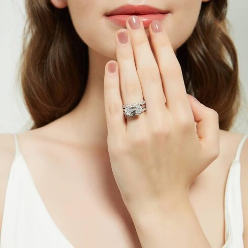 Berricle Sterlling Silver Milgrain Companting Rings 5.5 قيراط مكعب Zirconia CZ Solitaire Ring للنساء ، Rhodium مطلي in Saudi Arabia
