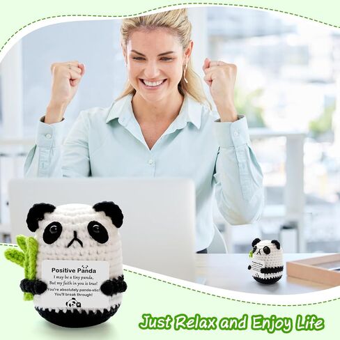 Emotional Support Positive Crochet Panda Animals Cute Motivational Birthday Gifts for Daughter Son Gir Handmade Panda Potato for Best Friends Party Home Decor in Saudi Arabia