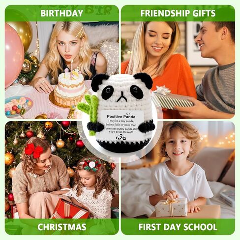 Emotional Support Positive Crochet Panda Animals Cute Motivational Birthday Gifts for Daughter Son Gir Handmade Panda Potato for Best Friends Party Home Decor in Saudi Arabia