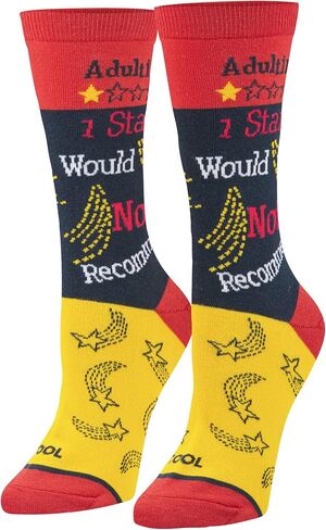 Cool Sock - Attitude Sarcastic Crew Sock Value Bundle - 5 Pairs Funny Swear Word Gift Set - Size Medium for Men, Women & Kids - Curse Saying Novelty Sock Pack - Comfy Cotton Blend - Cool for Adults in Saudi Arabia