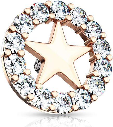 Covet Jewelry CZ CZ Circle Circle Center Star Internal Thould -Threated Recor Tops in Kuwait