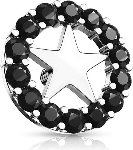 Covet Jewelry CZ CZ Circle Circle Center Star Internal Thould -Threated Recor Tops in Saudi Arabia