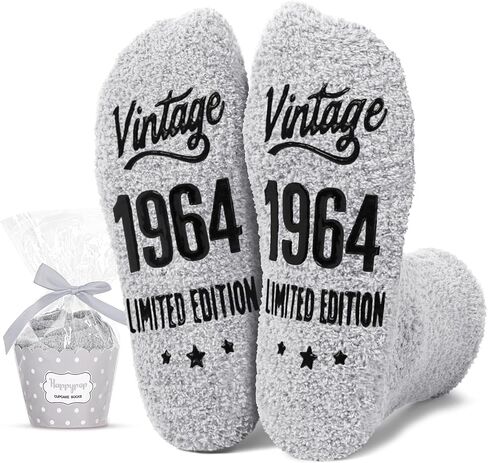 HAPPYPOP 1960 Birthday Gifts for Men - 61 62 63 64 65 66 67 68 69 Birthday Gifts Socks In Grey in Saudi Arabia