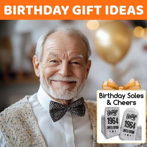 HAPPYPOP 1960 Birthday Gifts for Men - 61 62 63 64 65 66 67 68 69 Birthday Gifts Socks In Grey in Saudi Arabia