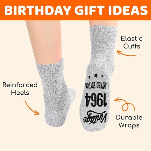 HAPPYPOP 1960 Birthday Gifts for Men - 61 62 63 64 65 66 67 68 69 Birthday Gifts Socks In Grey in Saudi Arabia