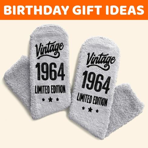 HAPPYPOP 1960 Birthday Gifts for Men - 61 62 63 64 65 66 67 68 69 Birthday Gifts Socks In Grey in Saudi Arabia