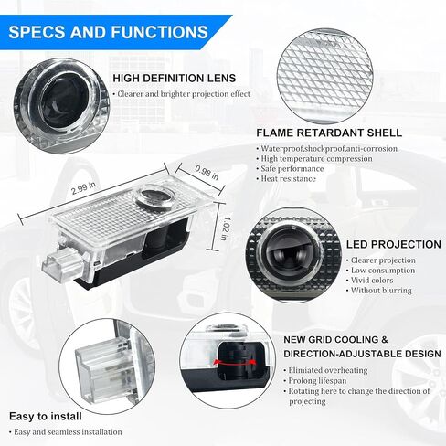 4 PCS CAR LIGHT LIGHT ، LED DOOR LIDESOR LIGHT ، بدائل ضوء باب السيارة ، مصابيح البودل لمدة 1/2/3/4/5/6/7 قابلة للاستبدال مع X1/X2/X3/X4/X5/X6/X7/M/Z/GT in Kuwait