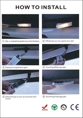 4 PCS CAR LIGHT LIGHT ، LED DOOR LIDESOR LIGHT ، بدائل ضوء باب السيارة ، مصابيح البودل لمدة 1/2/3/4/5/6/7 قابلة للاستبدال مع X1/X2/X3/X4/X5/X6/X7/M/Z/GT in Kuwait