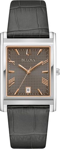 Bulova Men's Classic Sutton 3-Hand Calendar Date Stainless Steel Case and Grey Leather Strap Watch Style:96B443 in Kuwait