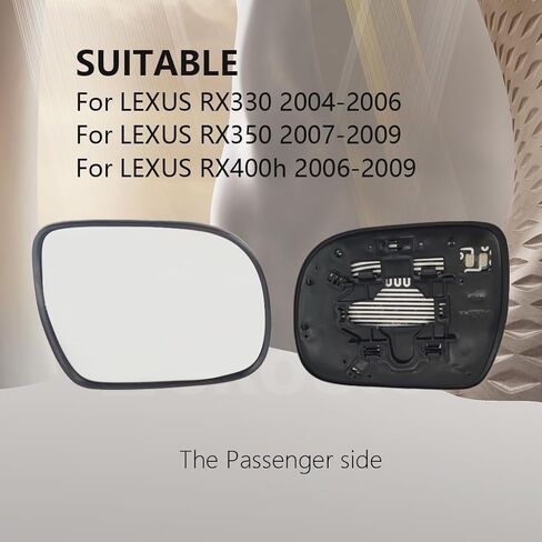 Passenger Side Mirror Replacement for Lexus RX330 2004-2006 RX350 2007-2009 RX400h 2006-2009 - Mirrors Glass, Right Side Rear View Mirror Glass with Power Heated in Saudi Arabia