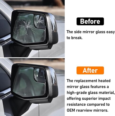 زجاج مرآة مدفأ متوافق مع تشيفي سيلفرادو 1500 GMC Sierra 1500 2019-2025 ، بديل الزجاج الخارجي من جانب السائق اليسرى لـ GM1324159 84309708 الجانب الأيسر in Kuwait