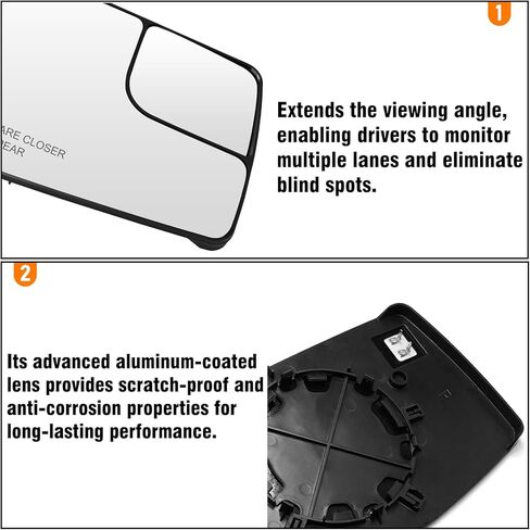 زجاج مرآة مدفأ متوافق مع تشيفي سيلفرادو 1500 GMC Sierra 1500 2019-2025 ، بديل الزجاج الخارجي من جانب السائق اليسرى لـ GM1324159 84309708 الجانب الأيسر in Kuwait