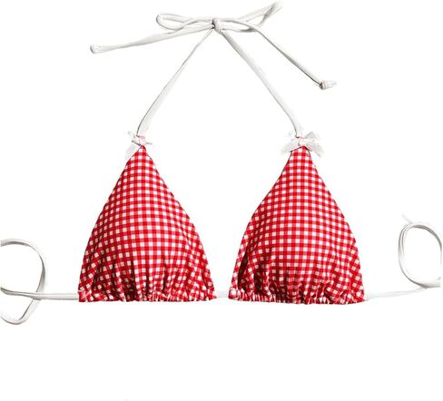 Milumia Women's Triangle Bikini Top Gingham Hlater Bow Knot String Swimsuit Bathing Suits Tops in Kuwait