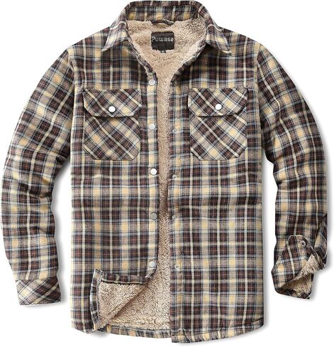 Women's Fleece Flannel Jacket Cotton Plaid Button Down Shirts Jacket Sherpa Lined Plaid Jackets for Women in Kuwait