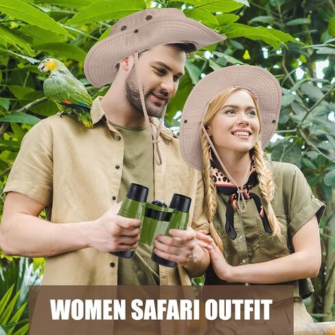 JECERY 3 PCS Women Safari Costume Sun Hats Bucket Hat Leopard Neck Diarf Sifari Assofories for Halloween Cosplay Party in Saudi Arabia