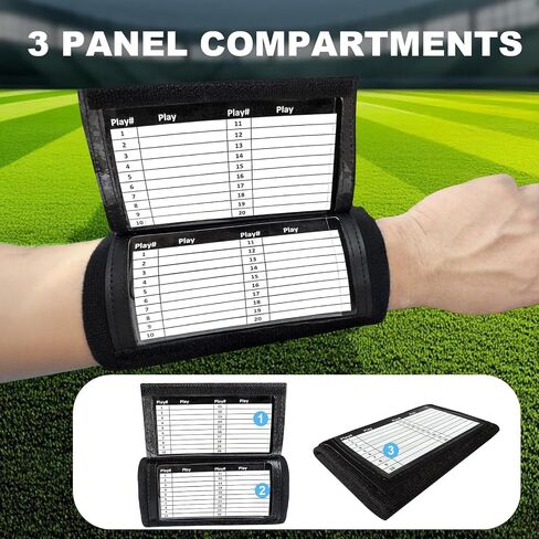 Football Play Wristbands, Triple Window Youth and Adults QB Wristband Playbook, Quarterback Wrist Bands for Plays, Softball Wristbands for Signs in Saudi Arabia