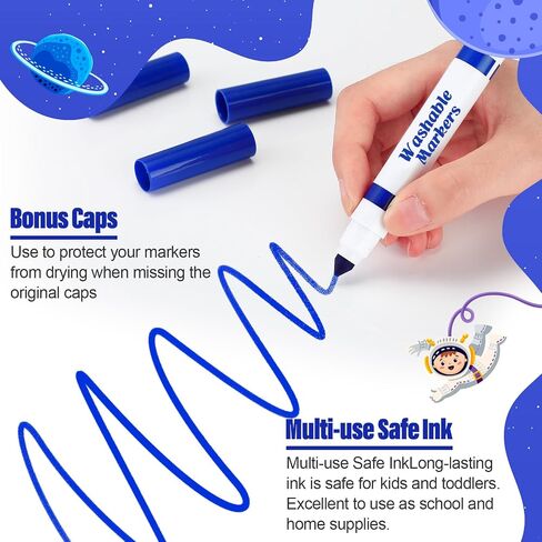 24 Pcs Washable Markers Bulk Broad Line Marker for Kid,Black in Kuwait