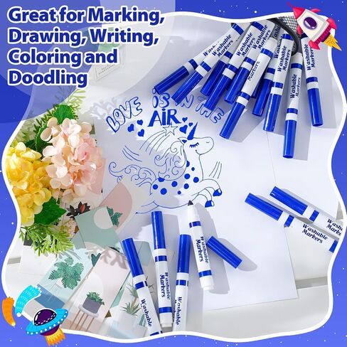 24 Pcs Washable Markers Bulk Broad Line Marker for Kid,Black in Kuwait
