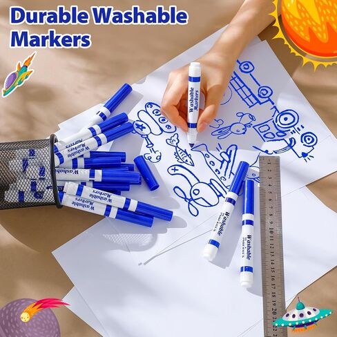 24 Pcs Washable Markers Bulk Broad Line Marker for Kid,Black in Kuwait