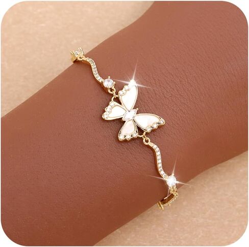 Dainty Gold Silver Flower Bracelets for Women, Sparkly Adjustable Box Chain Opal Rhinestone Slider Bracelet Spring Prom Holiday Jewelry Gift in Saudi Arabia