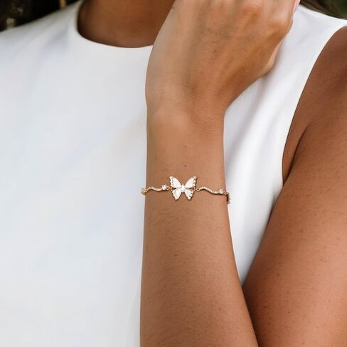 Dainty Gold Silver Flower Bracelets for Women, Sparkly Adjustable Box Chain Opal Rhinestone Slider Bracelet Spring Prom Holiday Jewelry Gift in Saudi Arabia