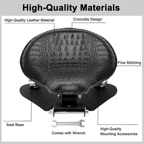 Motorcycle Solo Drive Seat Black Rhombus Leather Bobber Cushion with Mounting Seatbase Spring Bracket Kit Replacement for Harley Davidson Sportster XL 1200 883 48 Chopper Custom in Kuwait