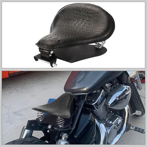Motorcycle Solo Drive Seat Black Rhombus Leather Bobber Cushion with Mounting Seatbase Spring Bracket Kit Replacement for Harley Davidson Sportster XL 1200 883 48 Chopper Custom in Kuwait