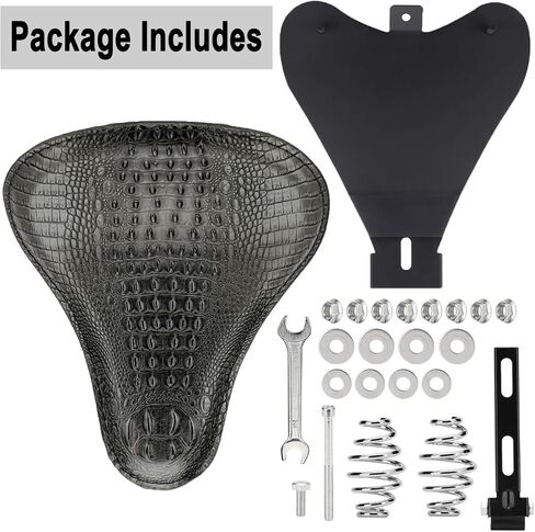 Motorcycle Solo Drive Seat Black Rhombus Leather Bobber Cushion with Mounting Seatbase Spring Bracket Kit Replacement for Harley Davidson Sportster XL 1200 883 48 Chopper Custom in Kuwait
