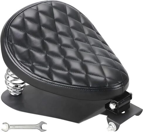 Motorcycle Solo Drive Seat Black Rhombus Leather Bobber Cushion with Mounting Seatbase Spring Bracket Kit Replacement for Harley Davidson Sportster XL 1200 883 48 Chopper Custom in Kuwait
