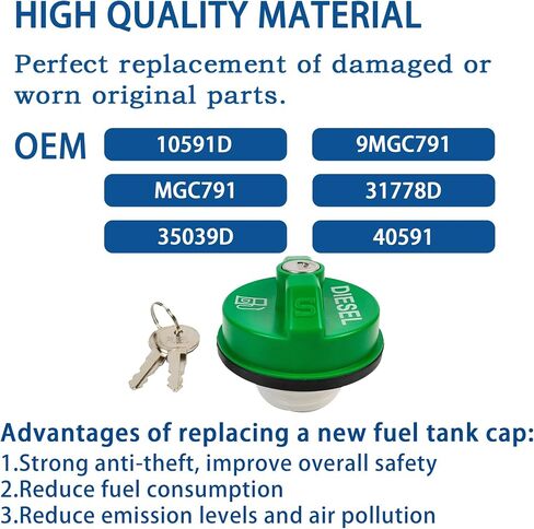 10591D Locking Diesel Gas Cap, Fuel Cap For Chevy Silverado Express C3500 K3500, Dodge Ram 3500 W350 D350, Ford F-250 E-350, GMC Sierra Savana. Replaces# 9MGC791, MGC791, 10591 ﻿ in Saudi Arabia