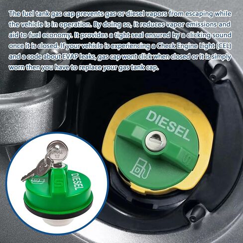 10591D Locking Diesel Gas Cap, Fuel Cap For Chevy Silverado Express C3500 K3500, Dodge Ram 3500 W350 D350, Ford F-250 E-350, GMC Sierra Savana. Replaces# 9MGC791, MGC791, 10591 ﻿ in Saudi Arabia