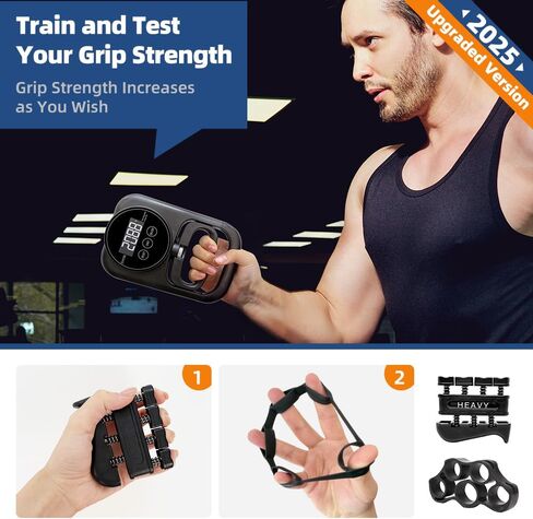 مدرب قوة قبضة اليد - جهاز اختبار قوة القبضة، مقياس قوة اليد، عداد محمول باليد، شاشة LED مريحة 265 رطل / 120 كجم لتقوية الأصابع للرياضة المنزلية والمدرسة وصالة الألعاب الرياضية in Kuwait